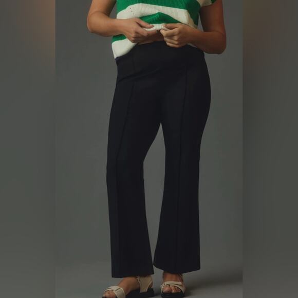 Anthropologie Maeve The Margot Kick Flare Cropped Pants Black Size Small Pull On - Picture 1 of 6